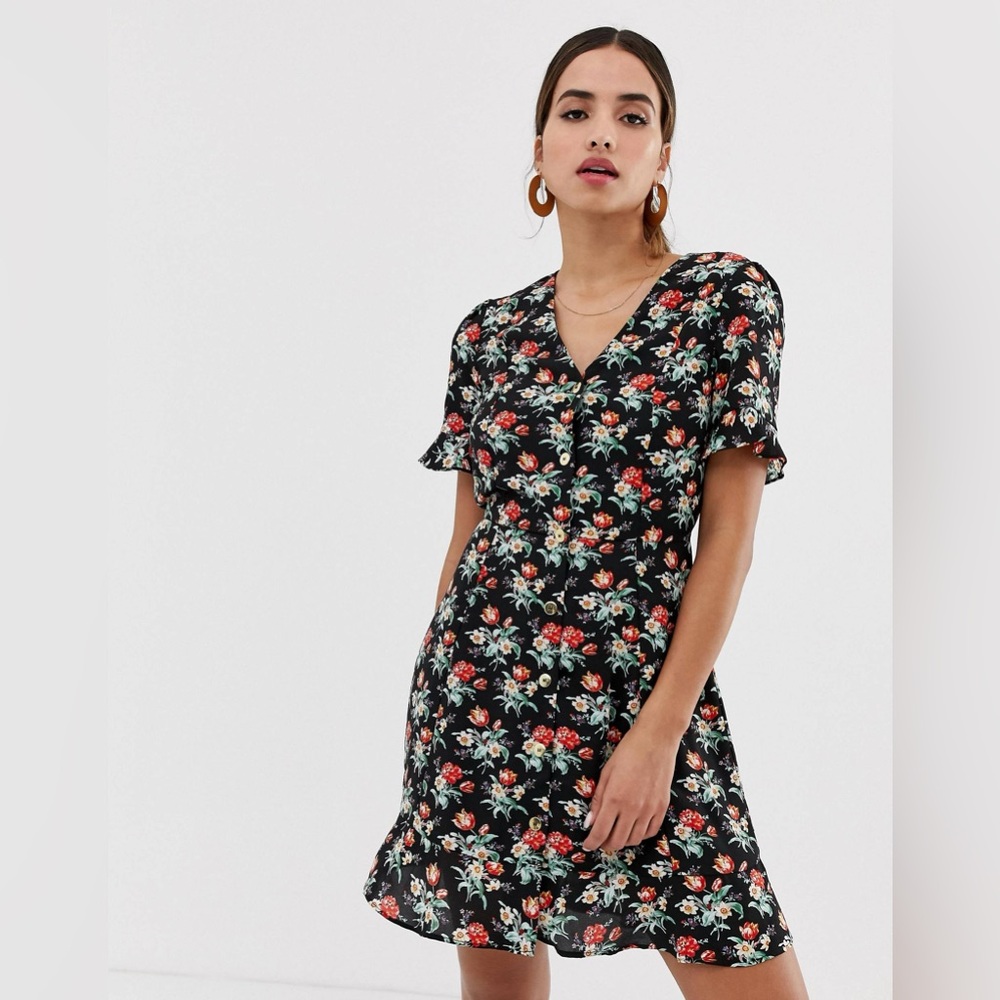 ASOS Oasis Button Down Tea Floral Print Dress - Size 8 (UK 12), Retail $75
